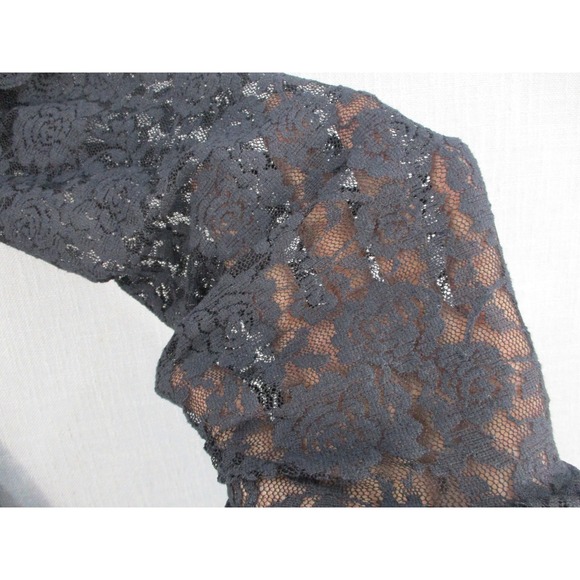 Gothic Black Lace High Low Dress Bell Sleeve Victorian Steampunk Dress Top - Picture 11 of 16